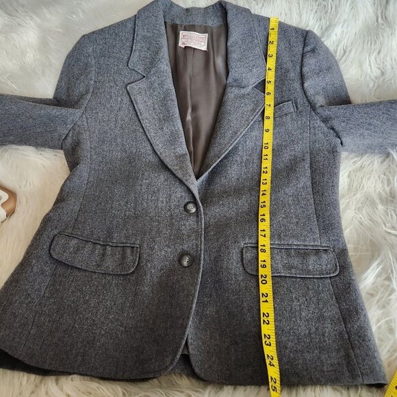 Vintage Pendleton Womens Jacket Blazer Size 8 Gray Academia Collared Long Sleeve - Picture 9 of 12